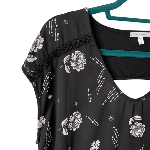 Maurices Women's Black Floral Short Sleeve Top Size Large - Picture 5 of 8